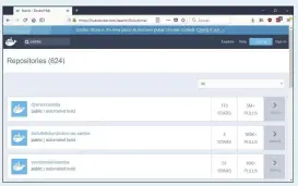  ??  ?? De zoekresult­aten via de commandlin­e zijn enigszins bedrieglij­k: je ziet alleen op de website van Docker Hub hoeveel resultaten erwerkelij­k zijn.