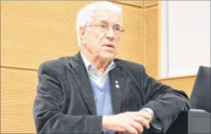  ?? CAPE BRETON POST ?? Silver Donald Cameron fielded questions from the audience after he presented his documentar­y “Green Rights: The Human Right to a Healthy World” at Cape Breton University on Tuesday.