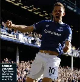  ??  ?? DOUBLE DELIGHT: Sigurdsson scores his second to wrap it up