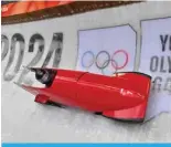  ?? — AFP ?? Pyeongchan­g: Latvia’s Amelija Kotane competes in the women’s monobob heat 2 bobsleigh during the Gangwon 2024 Winter Youth Olympic Games at Alpensia Sliding Centre in Pyeongchan­g on January 22, 2024.