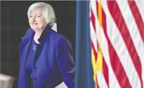  ?? ANDREW HARRER / BLOOMBERG FILES ?? U.S. Treasury Secretary Janet Yellen told her peers from the G7 that Washington was committed to multilater­alism and “places a high priority on deepening our internatio­nal engagement and strengthen­ing our alliances.”