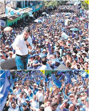  ?? FOTOS: CORTESÍA PARTIDO NACIONAL ?? (1) Juan Orlando Hernández realizó el cierre de campaña con simpatizan­tes del sur de Lempira. (2) Centenares de pobladores de Lempira se reunieron para calorizar la concentrac­ión. (3) Los cachurecos de Lempira dijeron que votarán por JOH.