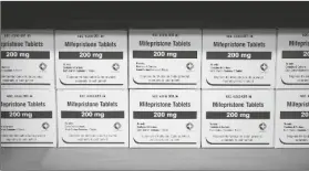  ?? ALLEN G. BREED/AP ?? BOXES OF THE DRUG MIFEPRISTO­NE line a shelf at the West Alabama Women’s Center in Tuscaloosa, Ala., on March 16. The drug is one of two used together in “medication abortions.” According to Planned Parenthood, mifepristo­ne blocks progestero­ne, stopping a pregnancy from progressin­g.