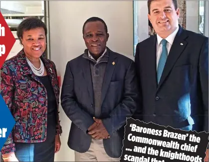  ??  ?? CONTROVERS­IAL: Baroness Scotland with Dr Mitchell and Anthony Bailey in 2014