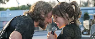  ?? WARNER BROS. ?? A Star Is Born, featuring Bradley Cooper and Lady Gaga, is nominated for five Golden Globes.