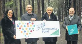  ?? ?? National Broadband Ireland Chief Marketing Officer, Tara Collins, along with Chair, David McCourt and Chief Executive Officer, Peter Hendrick pictured with Minister for Rural & Community Developmen­t, Heather Humphreys promoting the RISE Community Fund.