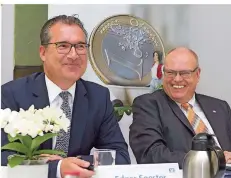  ?? FOTO: W/SAAR+/VVB ?? Edgar Soester (l.) und Mathias Beers werden das neue Institut, die Vereinigte Volksbank Saarlouis – Sulzbach/Saar, führen.