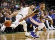  ?? THE ASSOCIATED PRESS FILE ?? Sixers rookie guard Markelle Fultz, shown during an exhibition game in Boston in October, seems to be close to returing to full practices with his team.