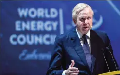  ??  ?? ISTANBUL: Bob Dudley, BP Chief Executive of BP delivers a speech yesterday during the 23rd World Energy Congress in Istanbul. World Energy Congress in Istanbul brings together players across the energy sector to discuss a transforma­tion of the sector....