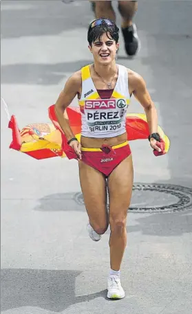  ?? EFE ?? María Pérez, a sus 22 años campeona de Europa con una exhibición en el 20 km. marcha