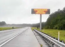  ?? Washington Post file photo ?? A sign announces a hurricane warning as Hurricane Sally approaches Alabama last September. There are indication­s that the 2021 hurricane season may be abnormally active.