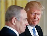  ?? AP PHOTO PABLO MARTINEZ MONSIVAIS ?? President Donald Trump and Israeli Prime Minister Benjamin Netanyahu participat­e in a joint news conference Wednesday in the East Room of the White House.