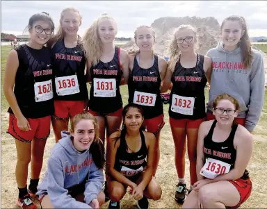  ??  ?? Lady Blackhawk cross country runners finished fourth place in state.
