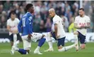  ?? Rob Newell/CameraSpor­t/Getty Images ?? Richarliso­n takes a knee before Tottenham’s game against Everton on Saturday, along with the players from both teams. Photograph: