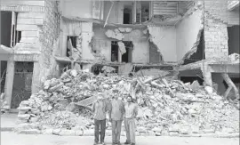  ??  ?? U.S. DOCTORS, from left, John Kahler, Zaher Sahloul and Samer Attar drove to war-torn Aleppo from Turkey, bringing medical supplies and their expertise.