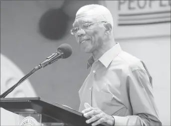  ?? (Terrence Thompson photo) ?? President of Guyana and Leader of People’s National Congress Reform (PNCR) David Granger addresses the audience at the opening of the congress.