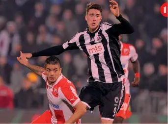  ?? ALEKSANDAR DIMITRIJEV­IC/GETTY ?? 1. Dusan Vlahovic in maglia bianconera del Partizan nel derby contro la Stella Rossa il 27 febbraio 2016 2. Con l’Under 19 serba contro l’Italia in un’amichevole (0-0) del 2016 3. Dusan ragazzino ai tempi dell’Altina, scuola calcio di Belgrado 4. Il 12 aprile 2019 in viola con la Coppa Italia Primavera, vinta da re dei bomber con 6 gol 1