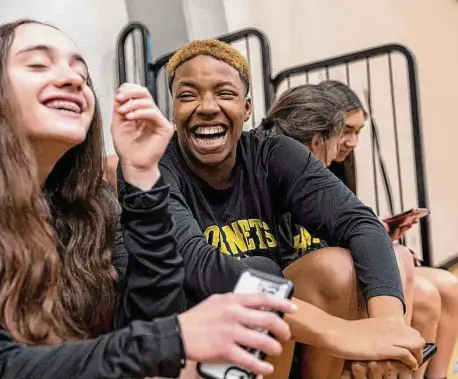  ?? Photos by Josie Norris/Staff photograph­er ?? A video Cibolo East Central’s Asia Prudhomme posted of her being taunted during a Nov. 18 game at Marble Falls has 80,000 views. “I thought it would touch a few people,” Asia said. “I didn’t think it was going to blow up like that.”