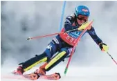  ?? PIERMARCO TACCA/AP ?? Mikaela Shiffrin finished second in a World Cup slalom race Sunday in the Czech Republic, leaving her still one victory short of Swedish great Ingemar Stenmark’s total of 86 on the all-time overall winners list*.