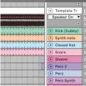  ?? ?? >
Label each element. No need to be too specific – we’re not trying to replicate our reference track – simply tagging elements as percussive or melodic would do. Or use rough labels such as ‘kick’, ‘bassline’, ‘pads’, ‘chords’. Try using colour coding to show how a part progresses throughout the track – eg make a synth’s clips a light colour as the filter opens.