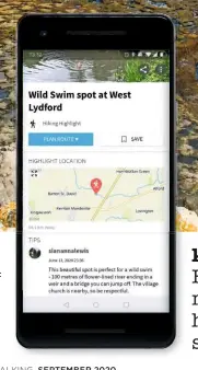  ??  ?? Inset:
Siân Anna Lewis loves to share swimming hotspots via the komoot app.