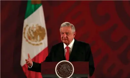  ??  ?? Andres Manuel Lopez Obrador speaks during a news conference at the National Palace in Mexico City, Mexico. Photograph: Henry Romero/Reuters