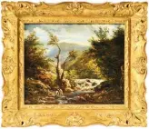  ?? ?? « Pêcheurs dans un torrent », de Théodore Rousseau, huile sur toile vendue 7 812 €.