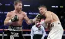  ?? ?? Canelo Álvarez lands a punch on Gennady Golovkin in the 12th round during their fight in Las Vegas in 2018. Photograph: Isaac Brekken/AP