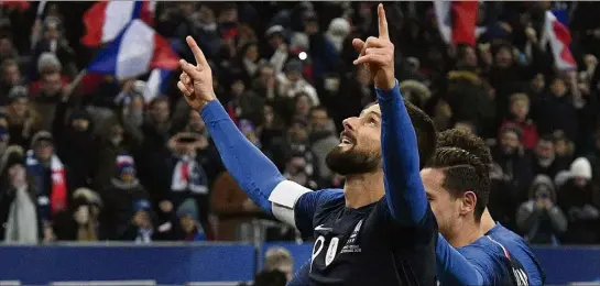  ?? (Photo EPA/MaxPPP) ?? Olivier Giroud a inscrit sur penalty l’unique but du match. Sa e réalisatio­n avec les Bleus.