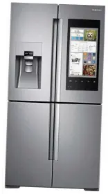  ??  ?? Chill: Samsung’s smart fridge tracks food expiry dates