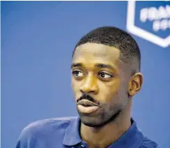  ?? //AFP ?? El jugador blaugrana, ayer en la rueda de prensa de Francia