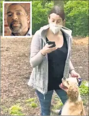  ??  ?? ‘LONG OVERDUE’: Christian Cooper (inset) says his viral May 25 encounter with “Central Park Karen” Amy Cooper could’ve been averted if a cop was around to tell her to follow the rules and leash her dog.