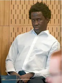  ?? PHOTO: STUFF ?? Sainey Marong sits in the dock on the second day of his trial in the High Court in Christchur­ch. The 33-year-old is accused of murdering Renee Duckmanton in May 2016.