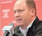  ??  ?? Greg Gard speaks at his introducto­ry news conference a day after Bo Ryan retired.