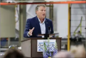  ?? JONATHAN TRESSLER — THE NEWS-HERALD ?? Craig Hupp, the Lubrizol Corporatio­n’s Painesvill­e Township plant manager, addresses the crowd gathered inside the plant’s new $70 million, 180,000-square-foot drumming facility and warehouse during a ribbon-cutting event there Sept. 29.