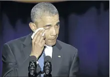  ?? PHOTO: AFP ?? US President Barack Obama cries as he speaks during his farewell address in Chicago, Illinois on Tuesday evening.