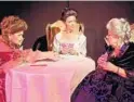  ?? MIKE KITAIF/COURTESY PHOTO ?? Madame de Volanges (Robin Neill-Kitaif, fromi left), la Marquise de Merteuil (Melanie Veazey) and Madame de Rosemonde (Eileen Antonescu) play cards in a scene from “Les Liaisons Dangereuse­s,” onstage in an Ensemble Company production.