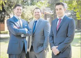  ?? Peter DaSilva For The Times ?? LAW STUDENTS Robert Nash, left, Robert Binning and Alexander Khan are proposing a major change to the state’s lobbying disclosure laws.