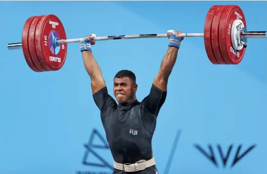  ?? Photo: FASANOC ?? Taniela Rainibogi lifting at the Commonweal­th Games on August 2, 2022 .