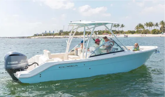  ??  ?? LOA: 25’1” Beam: 8’10” Weight: 4,200 lbs. Fuel: 123 gals. Water: 9½ gals. Power: (1) 300-hp Yamaha F300 4-stroke Price: $114,142