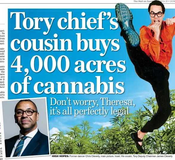  ??  ?? HIGH HOPES: Former dancer Chris Cleverly, main picture. Inset: His cousin, Tory Deputy Chairman James Cleverly