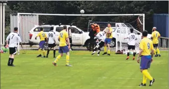  ?? 01_B18Haulage­Cup02_23_southend_keeper ?? The Southend keeper deflects an attempt on goal while under attack by a Lamlash player.