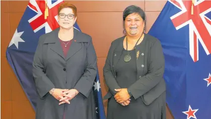  ?? Photo / Getty Images ?? Australian Foreign Minister Marise Payne and NZ counterpar­t Nanaia Mahuta during their meeting in Wellington yesterday.