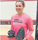  ??  ?? Bangor Classic winner Lisa Aitken with her prizes.