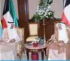  ??  ?? KUWAIT: His Highness the Amir Sheikh Sabah Al-Ahmad Al-Jaber Al-Sabah meets with His Highness the Crown Prince Sheikh Nawaf Al-Ahmad Al-Jaber Al-Sabah.