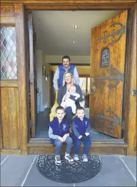  ?? Matthew Brown / Hearst Connecticu­t Media ?? The Savov family, Stefan, Sara, Sandy, 4 months, Stewart, 6, and Scott, 3, at their Greenwich home. Savov and other families are leading an effort to bring back preschool at Parkway School.