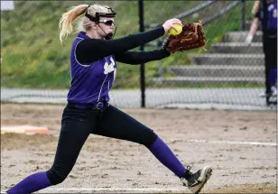  ?? Photo by Jerry Silberman / rssportsph­oto.com ?? St. Raphael freshman pitcher Sami Simonds slowed down one of the most potent offenses in Division II to lead the Saints to a 7-3 victory over South Kingstown Tuesday at Broad Rock.