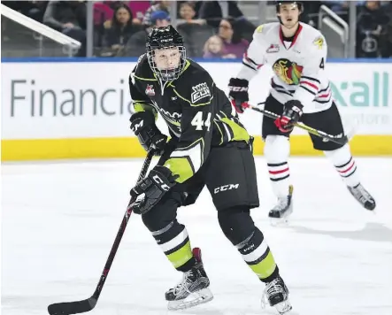  ?? ANDY DEVLIN ?? Carter Souch has two assists in four games since being recalled by the Oil Kings, who released him following training camp. The 16-year-old can play 10 games in Edmonton before being returned to his midget club.