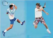  ?? Getty Images/Getty Images ?? This composite image shows Australian Open men’s finalists Novak Djokovic, left, and Stefanos Tsitsipas.