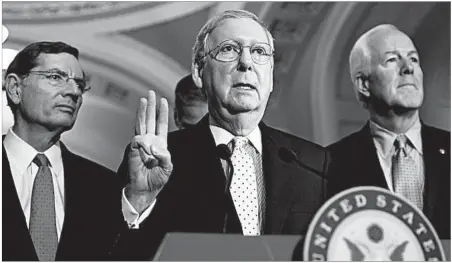  ?? JACQUELYN MARTIN/AP ?? Senate Majority Leader Mitch McConnell, R-Ky., on Tuesday invited all Republican­s to join in crafting the health care bill.